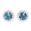 Image 1 : Natural  Round London Blue Topaz Earrings