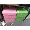 Image 1 : Green/Pink 3 Drawer Cabinets (2)