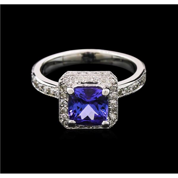 1.75 ctw Tanzanite and Diamond Ring - 14KT White Gold