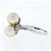 Image 6 : Antique Art Deco Platinum Mikimoto 7.5mm Dual Golden Pearl Engraved Bypass Ring