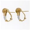 Image 5 : New Unique 14K TT Gold .20 ctw Round Diamond Textured Brushed Omega Back Earring