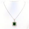 Image 3 : 6.88 ctw Emerald and 0.53 ctw Diamond 18K White and Yellow Gold Pendant with Cha