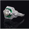 Image 1 : 1.62 ctw Diamond and 1.26 ctw Emerald Platinum Ring