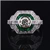 Image 2 : 1.62 ctw Diamond and 1.26 ctw Emerald Platinum Ring