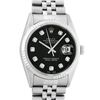 Rolex Mens Stainless Steel Black Diamond 36MM Datejust Wristwatch