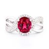 Image 1 : 2.06CT Rubelite Natural Tourmaline and 0.33 ctw Diamond 14K White Gold Ring