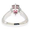 Image 6 : 18k White Gold Cushion Rubellite Tourmaline Ring w/ 0.79 ctw Pave Fine Diamonds