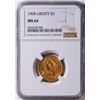 Image 1 : 1908 $5 Liberty Head Half Eagle Gold Coin NGC MS64