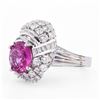 Image 1 : 3.39 ctw Pink Sapphire and 1.54 ctw Diamond Platinum Ring