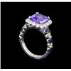 Image 4 : 14KT White Gold 3.49 ctw Tanzanite, Sapphire and Diamond Ring