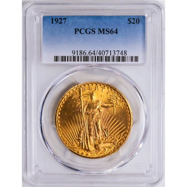 1927 $20 St. Gaudens Double Eagle Gold Coin PCGS MS64