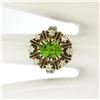 Image 8 : Vintage 14K Yellow Gold 2.43 ctw Oval Peridot Diamond & Black Enamel Halo Ring