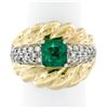Image 3 : Vintage 18k Gold 2.29 ctw GIA Certified Colombian Emerald and Diamond Cocktail R