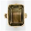 Image 1 : Vintage Handmade 14k Yellow Gold Smoky Emerald Step Cut Quartz Solitaire Ring