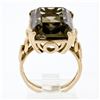 Image 8 : Vintage Handmade 14k Yellow Gold Smoky Emerald Step Cut Quartz Solitaire Ring