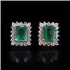 Image 1 : 2.99 ctw Emerald and 0.66 ctw Diamond 18K Yellow Gold Earrings
