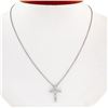 New 18K White Gold 0.47 ctw Princess Prong Diamond Slide Cross Pendant w/ Chain