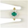 Image 4 : 18k Yellow Gold 1.83 ctw Oval Colombian Emerald Solitaire Dual Diamond Halo Ring