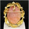 Image 2 : Vintage 18k Two Tone Gold Carved Shell Cameo Open Work Frame Brooch Pin Pendant