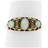 Antique Victorian 18K Yellow Gold Round & Oval Cabochon Opal Diamond Band Ring