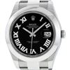 Image 2 : Rolex Mens SS 41MM Black Roman Diamond Datejust 2 Oyster Band Wristwatch