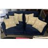 Image 3 : Contemporary Navy dark Blue Two Seat Sofa With Assorted Cushions