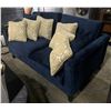 Image 4 : Contemporary Navy dark Blue Two Seat Sofa With Assorted Cushions