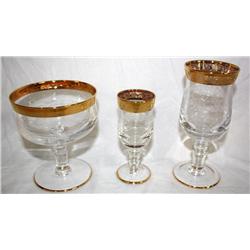 Lot of 2 Boxes of Fine Gold Trim Crystal Stemware
