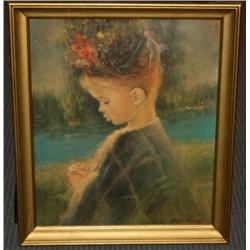 Framed Oil of a Girl