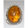 Image 1 : Sterling Silver Antique Ring With15mm Baltic Amber