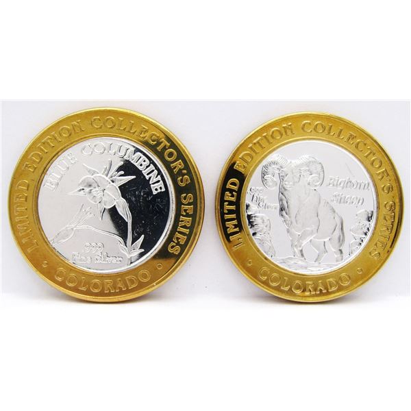 2- $10 GAMING CASINO TOKENS SILVER .999