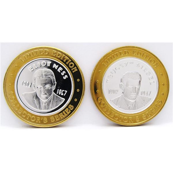 2- $10 GAMING CASINO TOKENS SILVER .999
