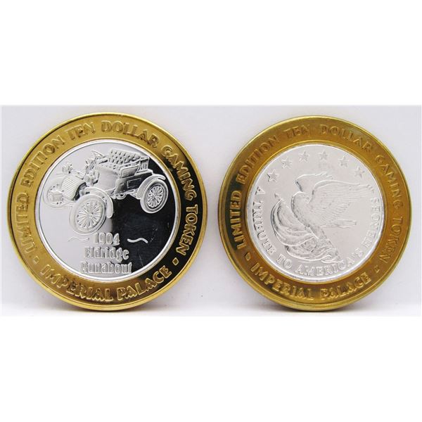 2- $10 GAMING CASINO TOKENS SILVER .999