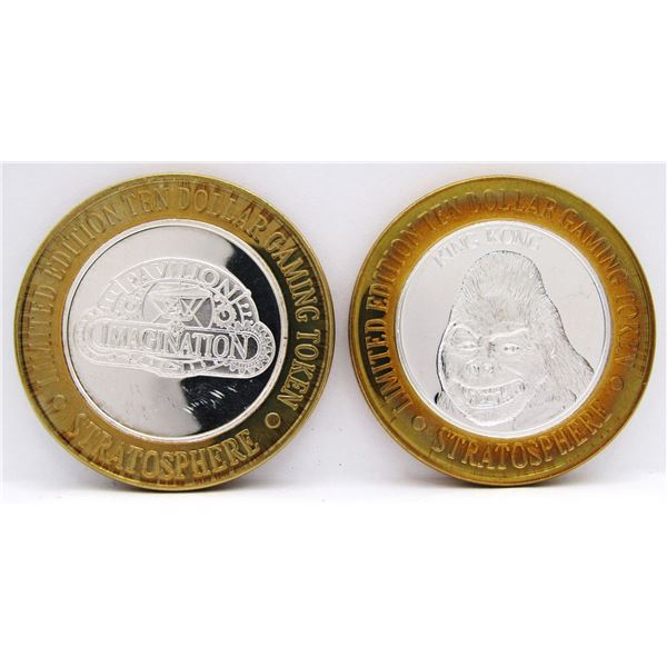 2- $10 GAMING CASINO TOKENS SILVER .999