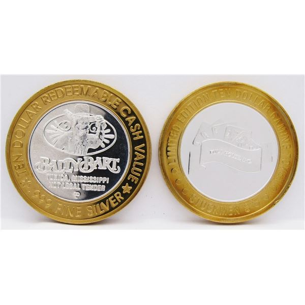 2- $10 GAMING CASINO TOKENS SILVER .999