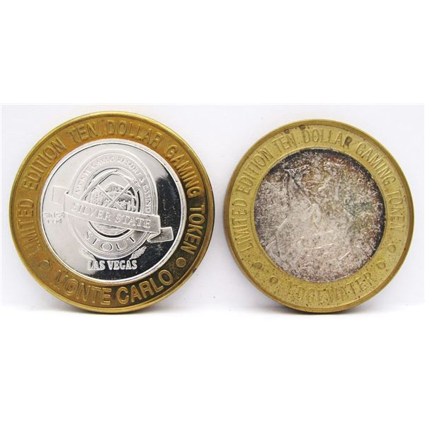 2- $10 GAMING CASINO TOKENS SILVER .999