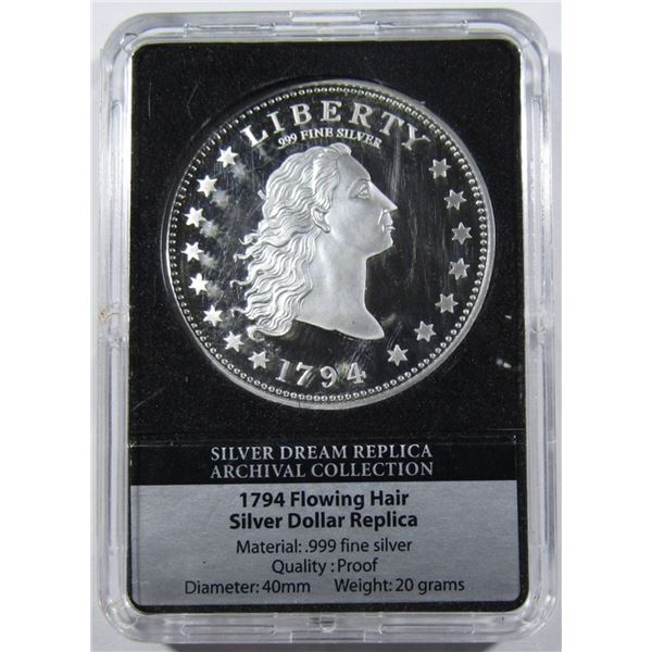 PROOF .999 SILVER ROUND 20 GRAMS: