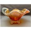 Image 1 : Dugan Carnival Glass Peach Opal "Jewelled Swag" Gravy Boat (Circa 1910)