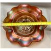 Image 4 : Northwood (Marked) Carnival Glass Amethyst "Rosettes" 3 Footed Ruffle Bowl (Circa 1909)