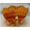 Image 3 : Fenton Carnival Glass Marigold "Leaf Tiers" 3 Footed Sauce Bowl (Circa 1907)