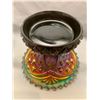 Image 2 : Northwood (Marked) Carnival Glass Amethyst "Memphis"  Punch Bowl Base/Vase/Jardiniere (Circa 1910)