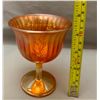 Image 5 : Fenton Carnival Glass Pink w/ Marigold Overlay "Holly Berry" Goblet Shaped Compote (Circa 1907)
