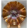 Image 1 : Imperial Carnival Glass Amber "Pansy" Low Ruffle Bowl (Circa 1911)
