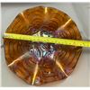 Image 3 : Imperial Carnival Glass Amber "Pansy" Low Ruffle Bowl (Circa 1911)
