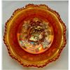 Image 2 : Fenton Carnival Glass Marigold "Butterfly and Berry" 3 Footed Sauce Bowl (Circa 1907)
