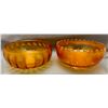 Image 1 : (2) Carnival Glass Rose Bowls -Imperial Marigold "Smooth Panels" & Dugan Marigold "Malaga Grape"