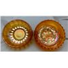 Image 2 : (2) Carnival Glass Rose Bowls -Imperial Marigold "Smooth Panels" & Dugan Marigold "Malaga Grape"