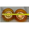 Image 3 : (2) Carnival Glass Rose Bowls -Imperial Marigold "Smooth Panels" & Dugan Marigold "Malaga Grape"