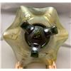 Image 2 : Northwood (Marked) Carnival Glass Green "Finecut & Roses" 3 Footed Ruffle Bowl (Circa 1910)