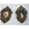 Image 2 : (2) Vintage Brass Photo Frames (Made in Italy) - Ceramic Love Sign